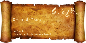 Orth Ákos névjegykártya